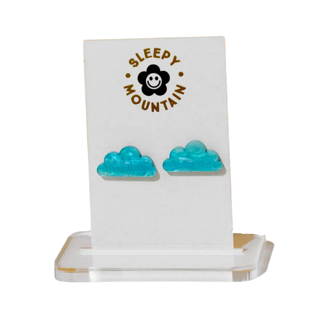 Blue Cloud Stud Earrings