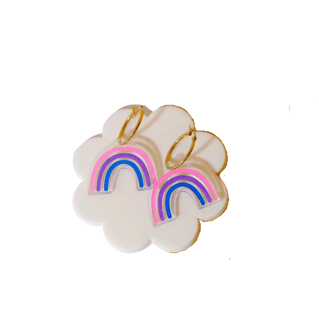 Bisexual Pride Rainbow Hoop Earrings