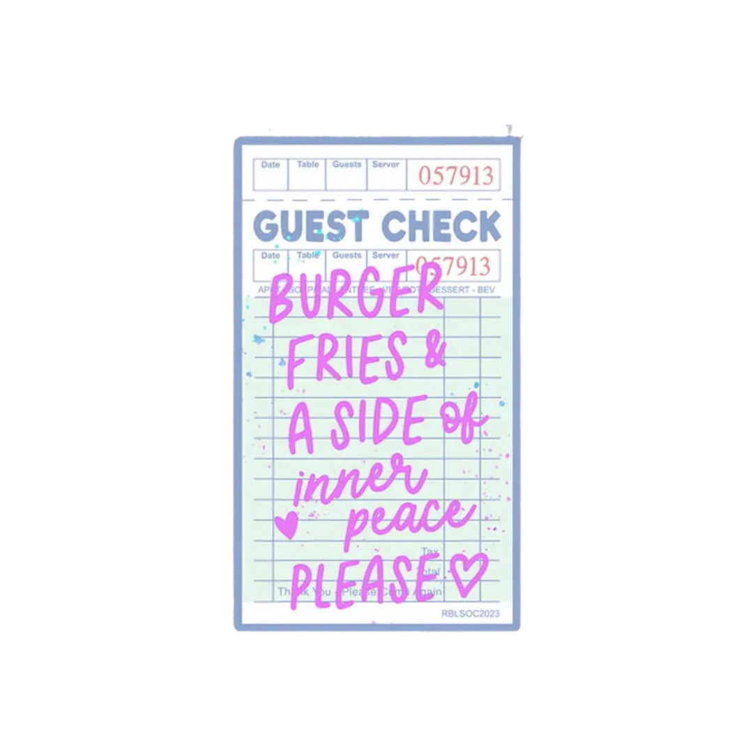 Waterproof Sticker Burger Fries and Inner Peace