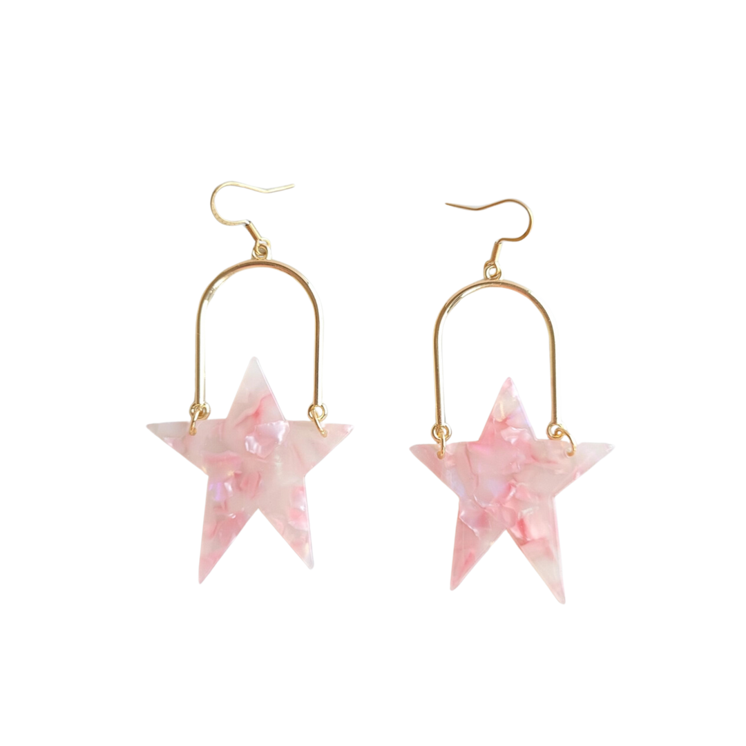 Rosie Star Earrings - Coral