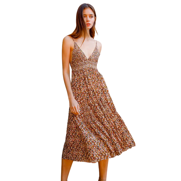 Tiny Flower Palazzo Cropped Legs Jumpsuit