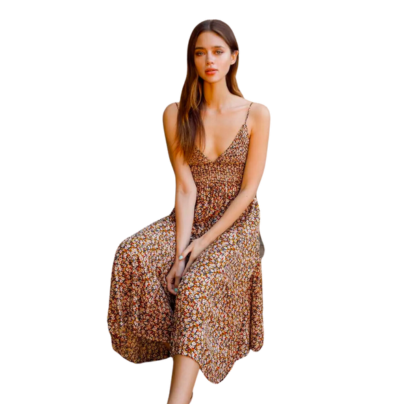 Tiny Flower Palazzo Cropped Legs Jumpsuit