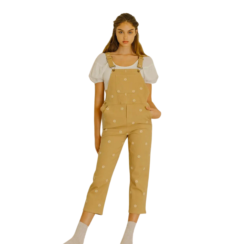 Daisy Embroidered Overalls