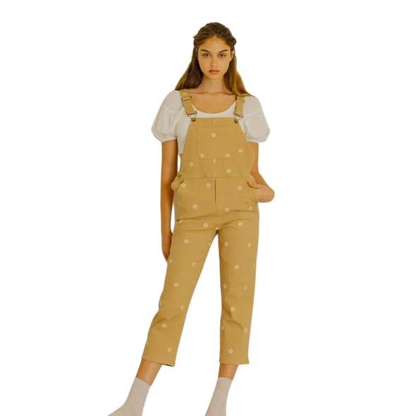 Daisy Embroidered Overalls