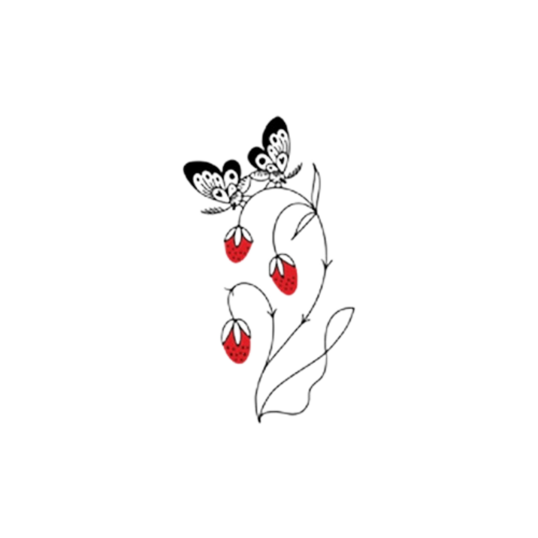 Strawberry Branch Tattoo Pair