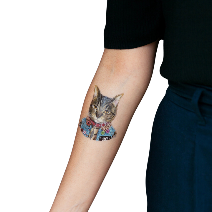 Punk Cat Tattoo Pair