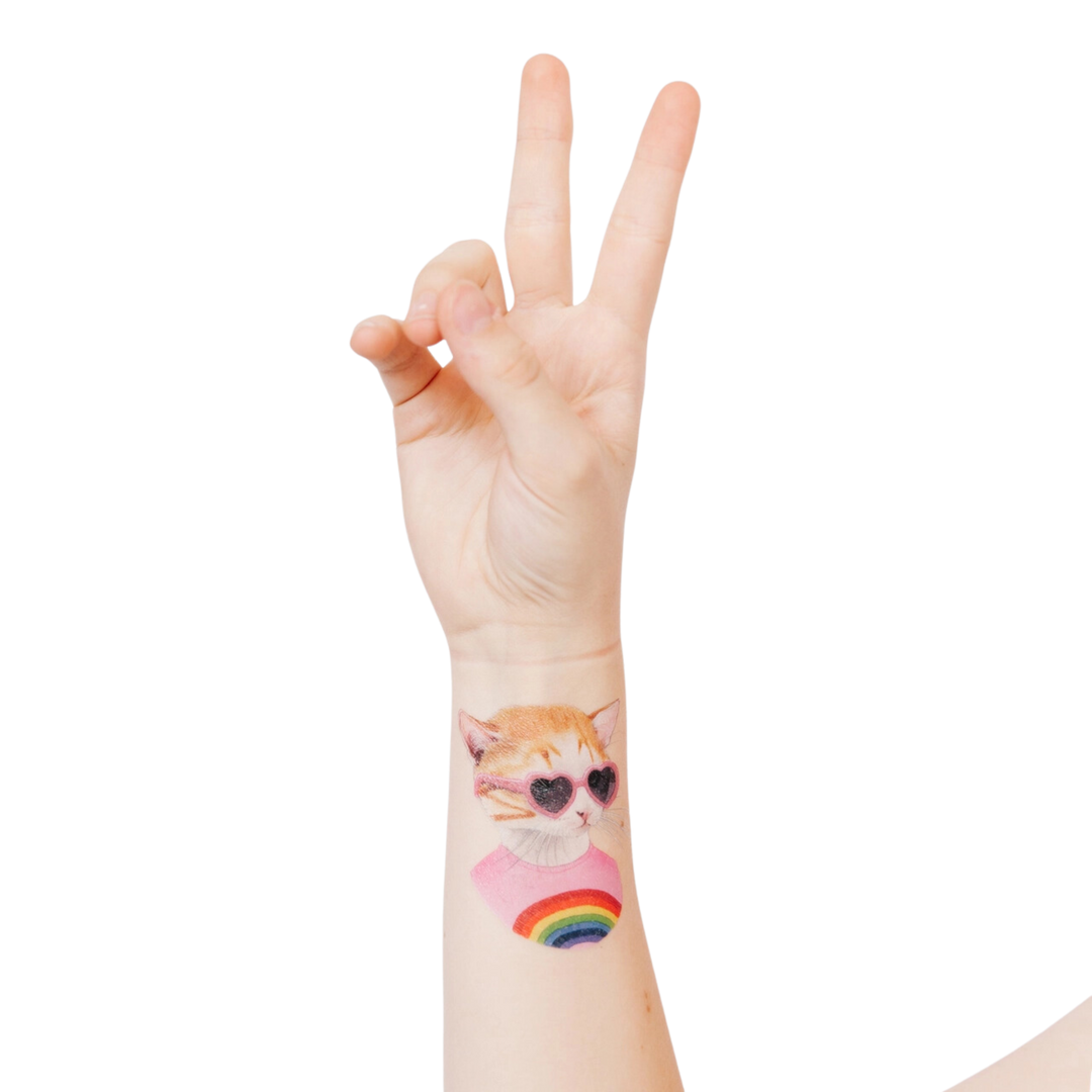 Rainbow Kitten Tattoo Pair