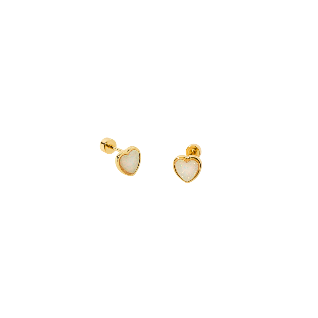 Cammie Opal Hearts Stud Earrings