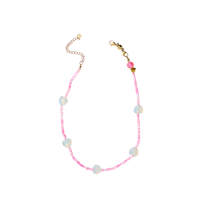 Amore Opalite Hearts Beaded Necklace