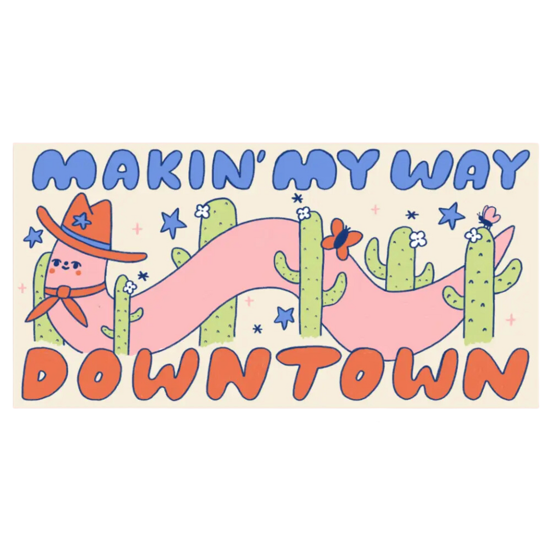 Making My Way Downtown Worm Bumper Sticker