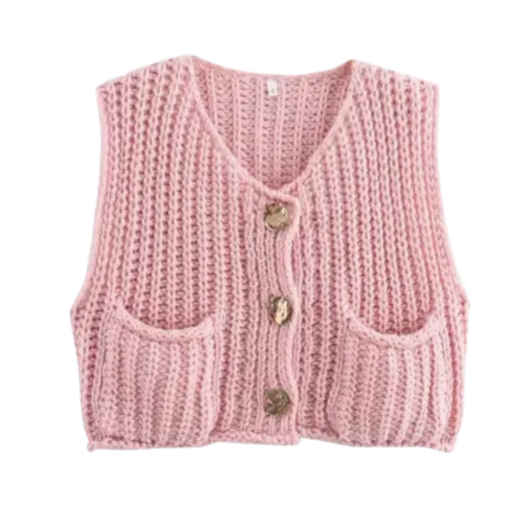 Sleeveless Knit Cardigan Vest