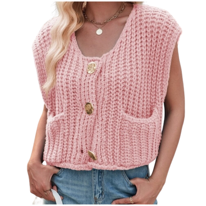 Sleeveless Knit Cardigan Vest