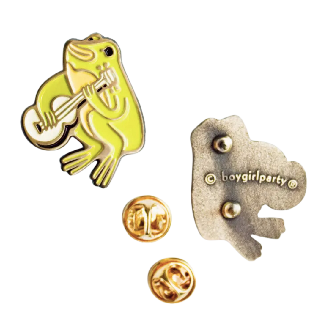 Ukelele Frog Enamel Pin, Frog Guitar Lapel Pin