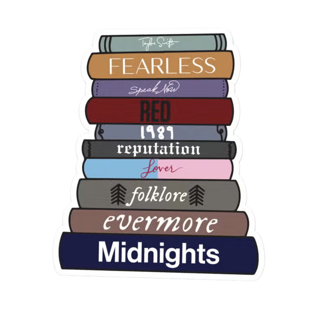 Taylor Swift Albums As Stacked Books Sticker