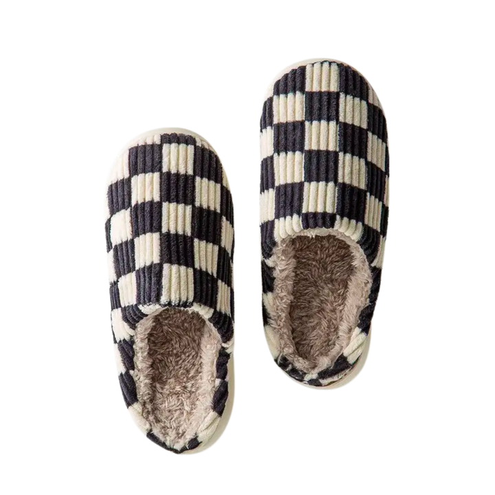 Cozy Checkered Fuzzy Slippers