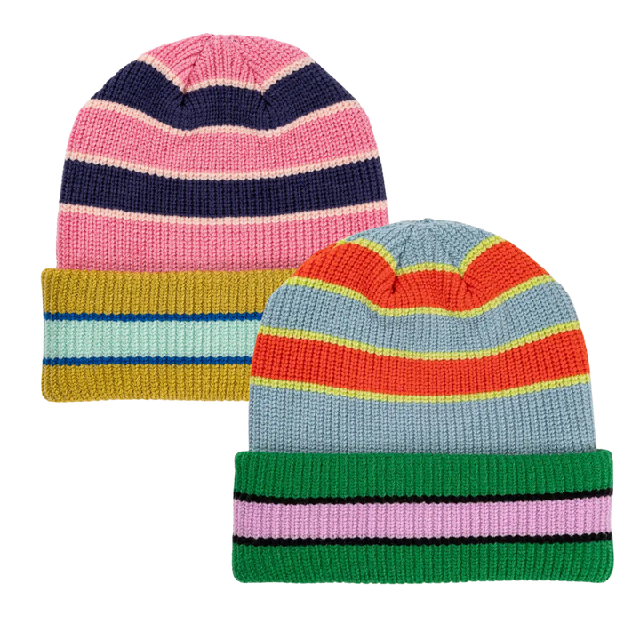 Zipper Stripe Plush Beanie