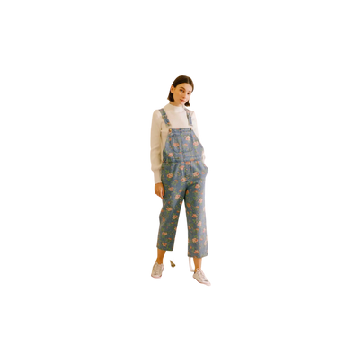 Tiny Floral Print Overalls