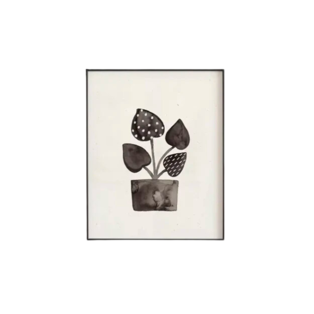 11x14 Ink Plant Art Print - Black & Cream
