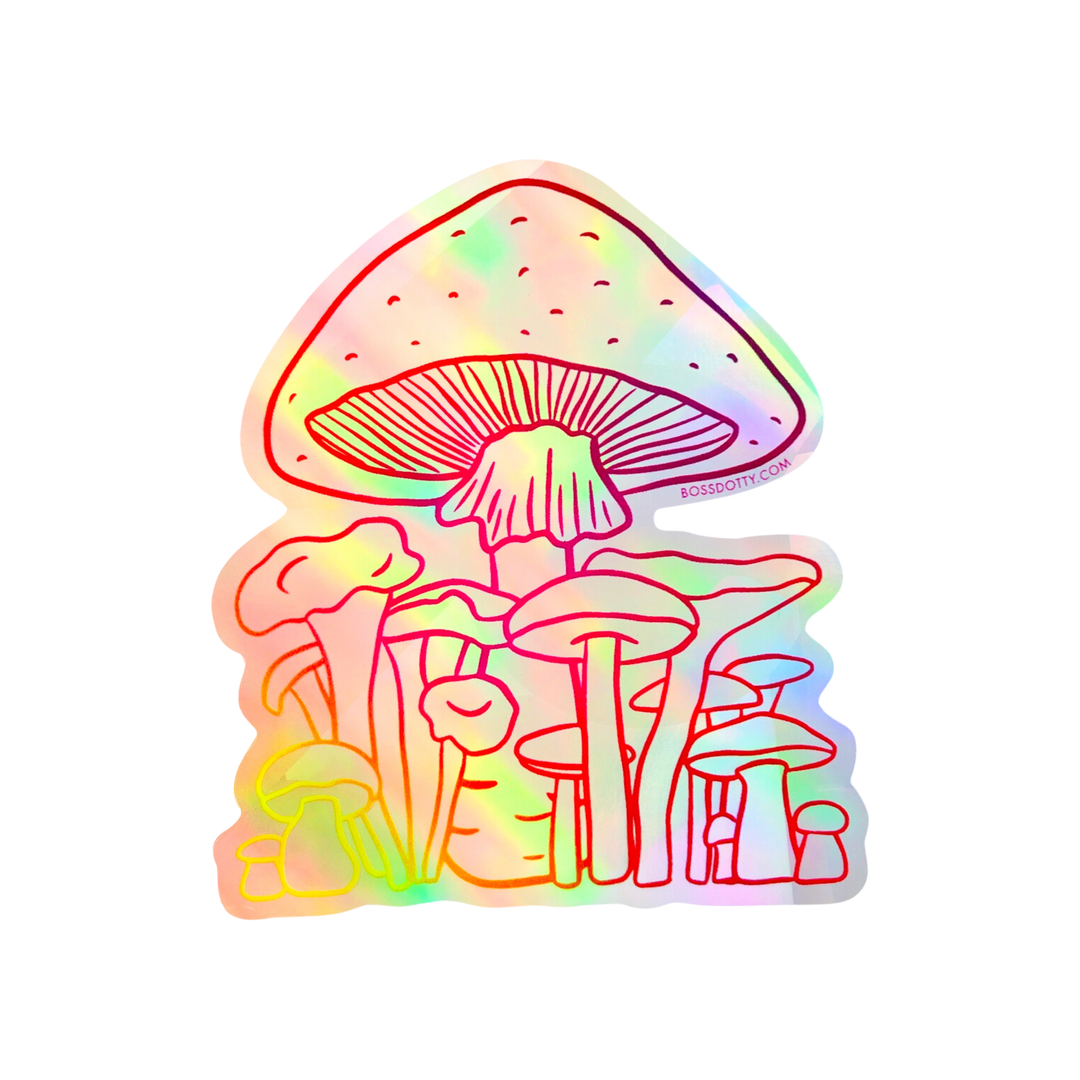 Mushroom Rainbow Suncatcher Sticker
