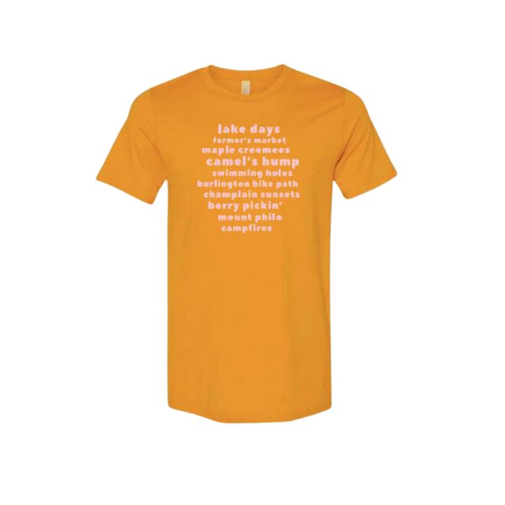 Vermont Summer Bucket List Tee - Mustard