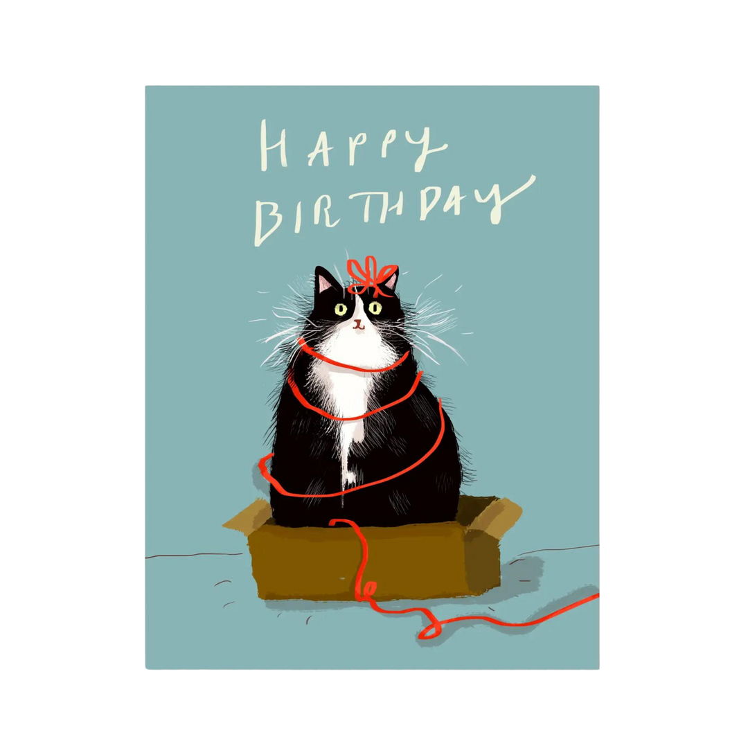 Birthday Box Kitty- Happy Birthday Card
