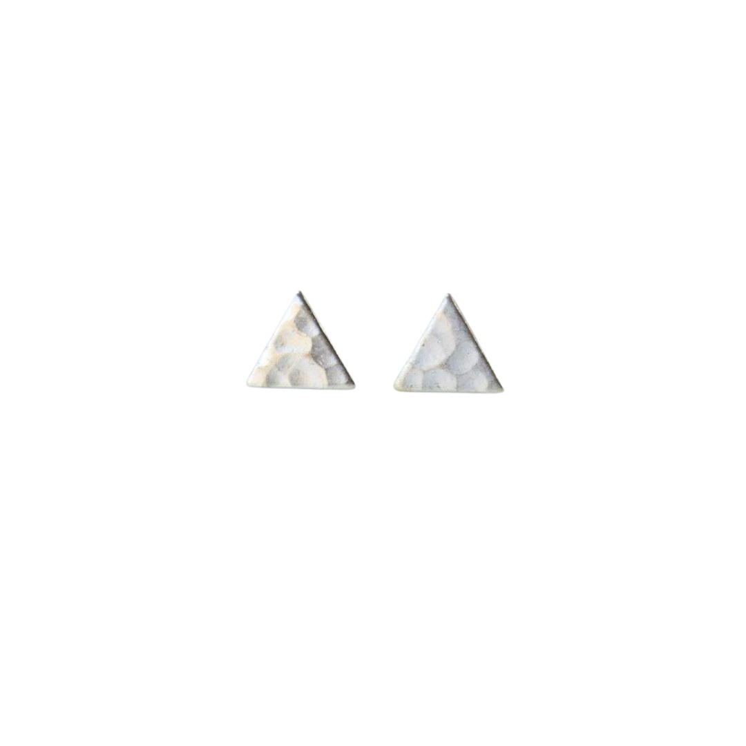 Silver Hammered Triangle Earrings