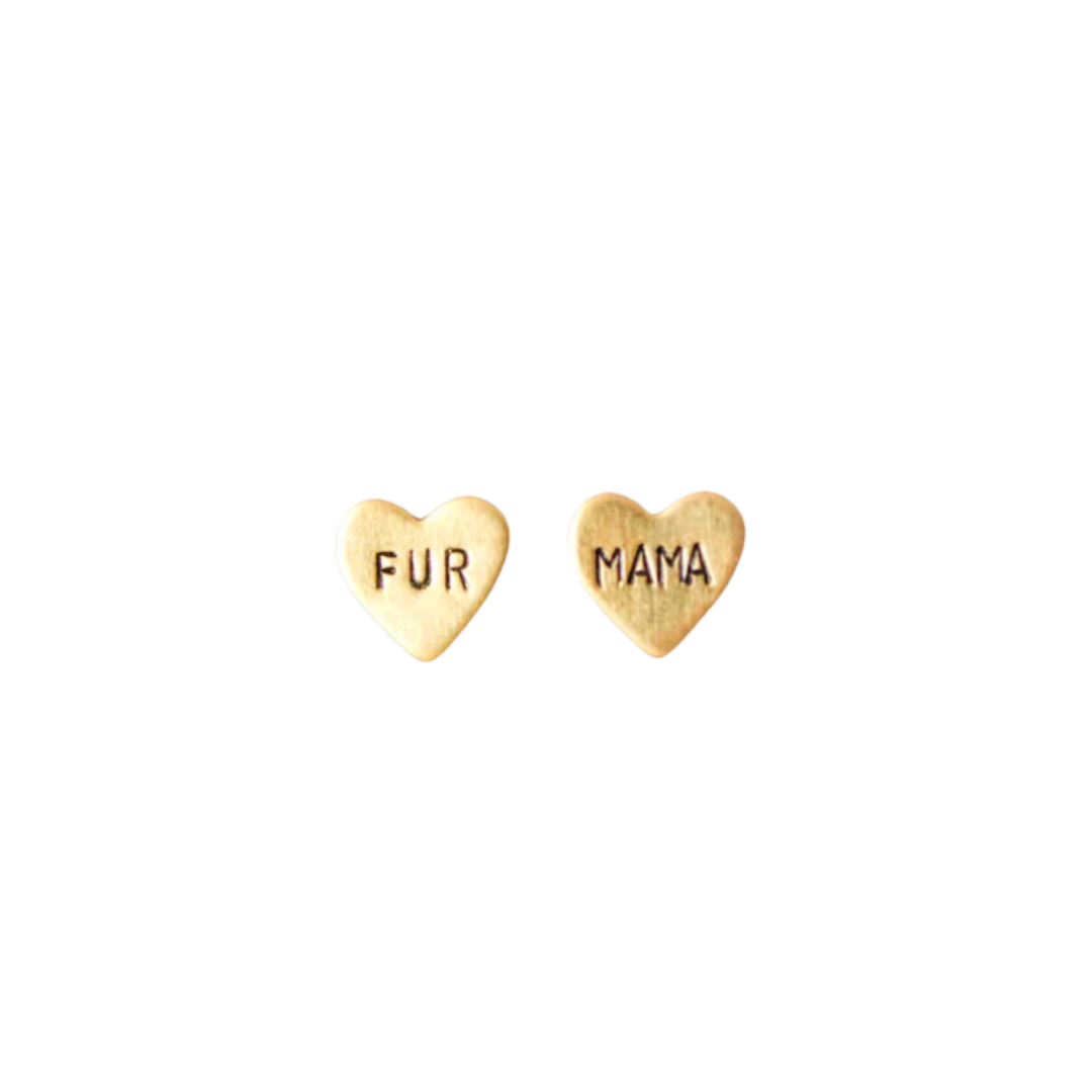 Fur Mama Brass Heart Studs