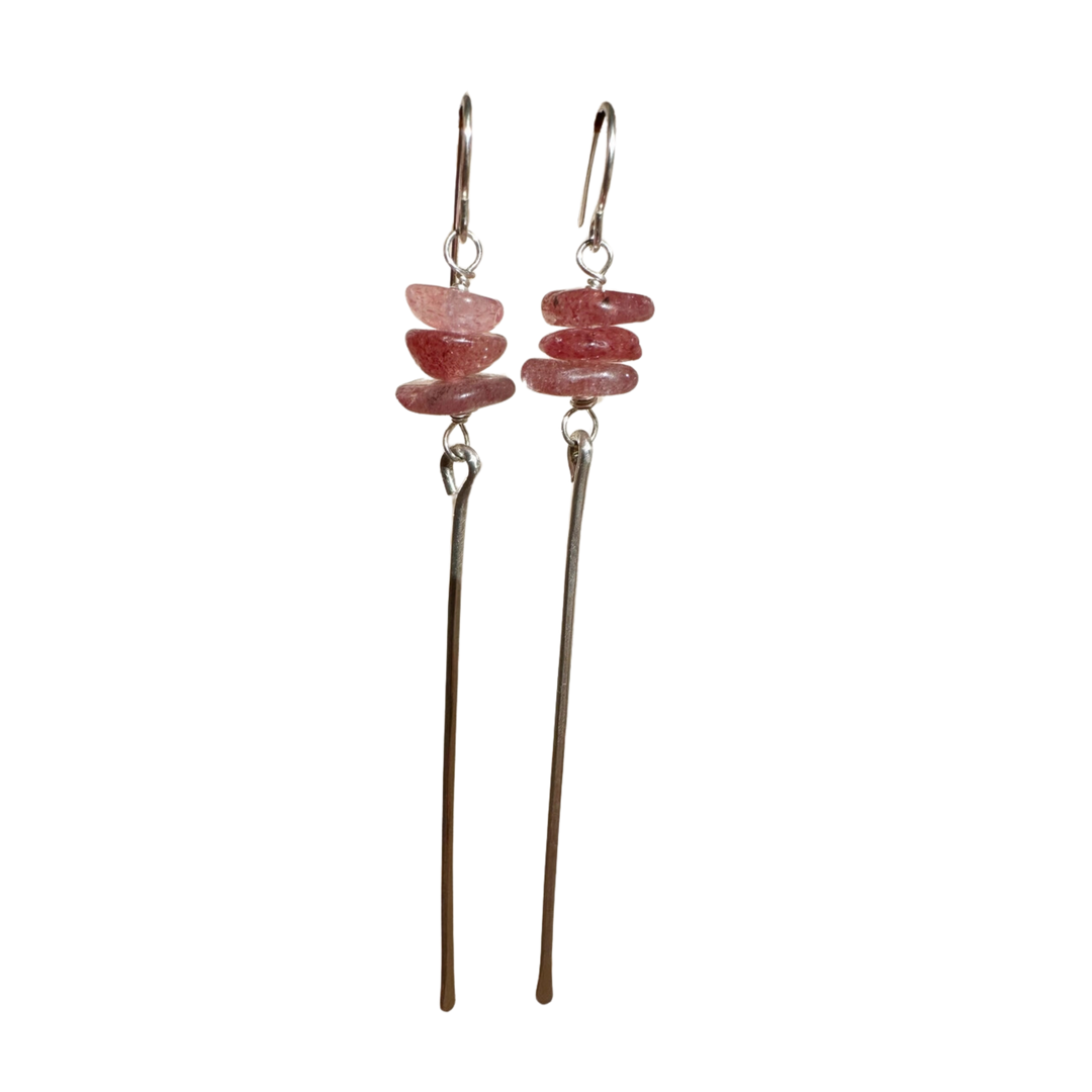 Strawberry Quartz Sway Drop Earrings