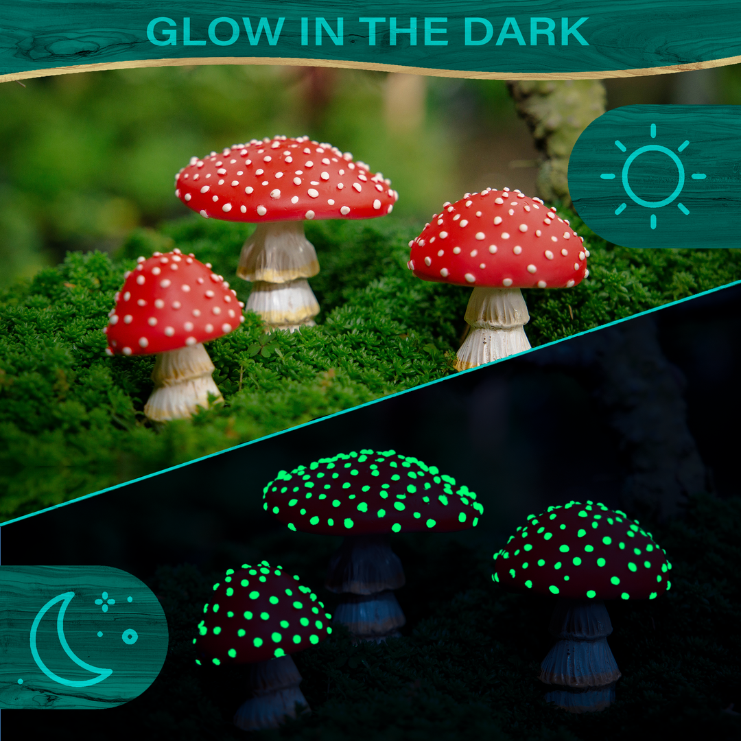 Mushrooms for Garden - Set of 3-  Glow in the Dark