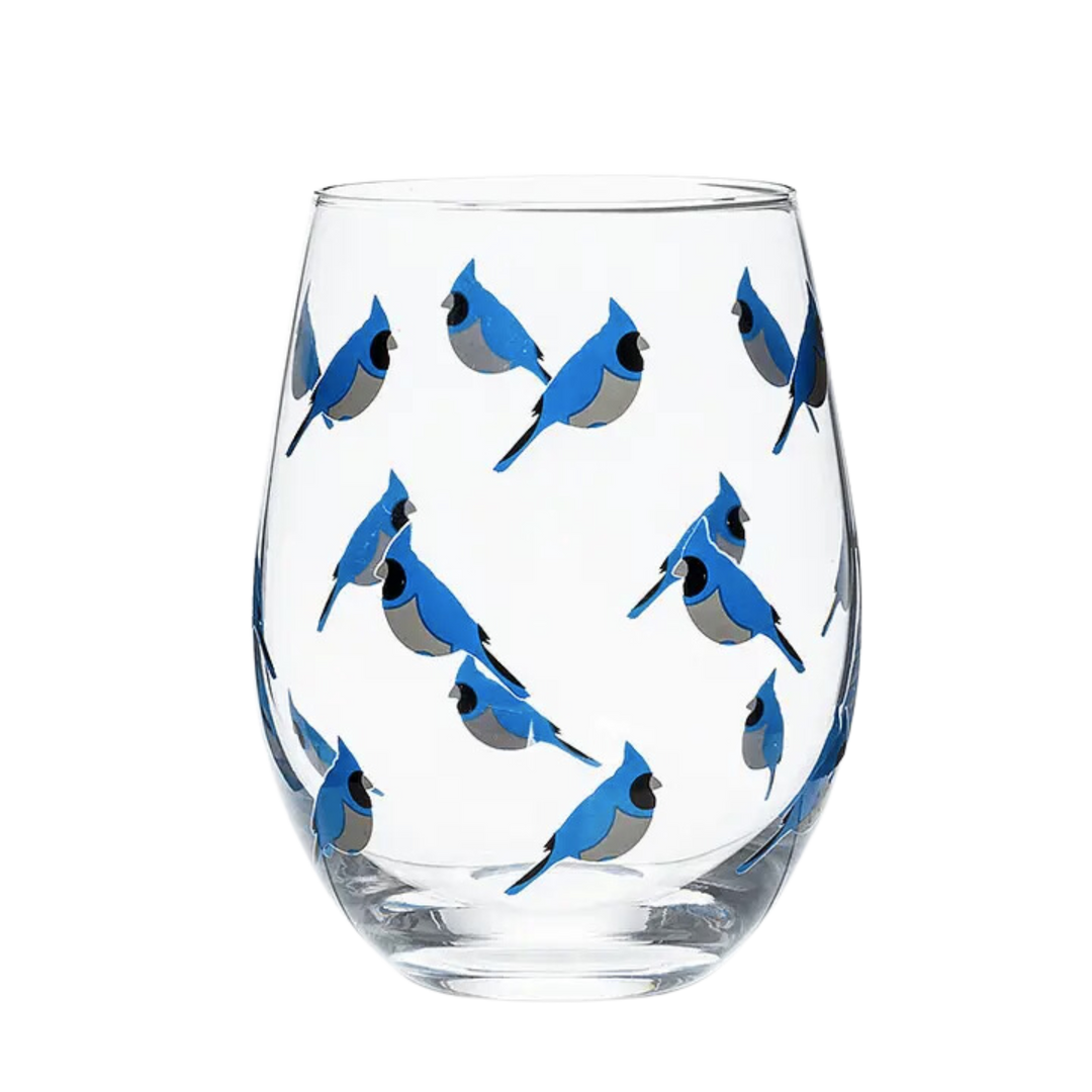 Blue Jay Stemless Wine Glass