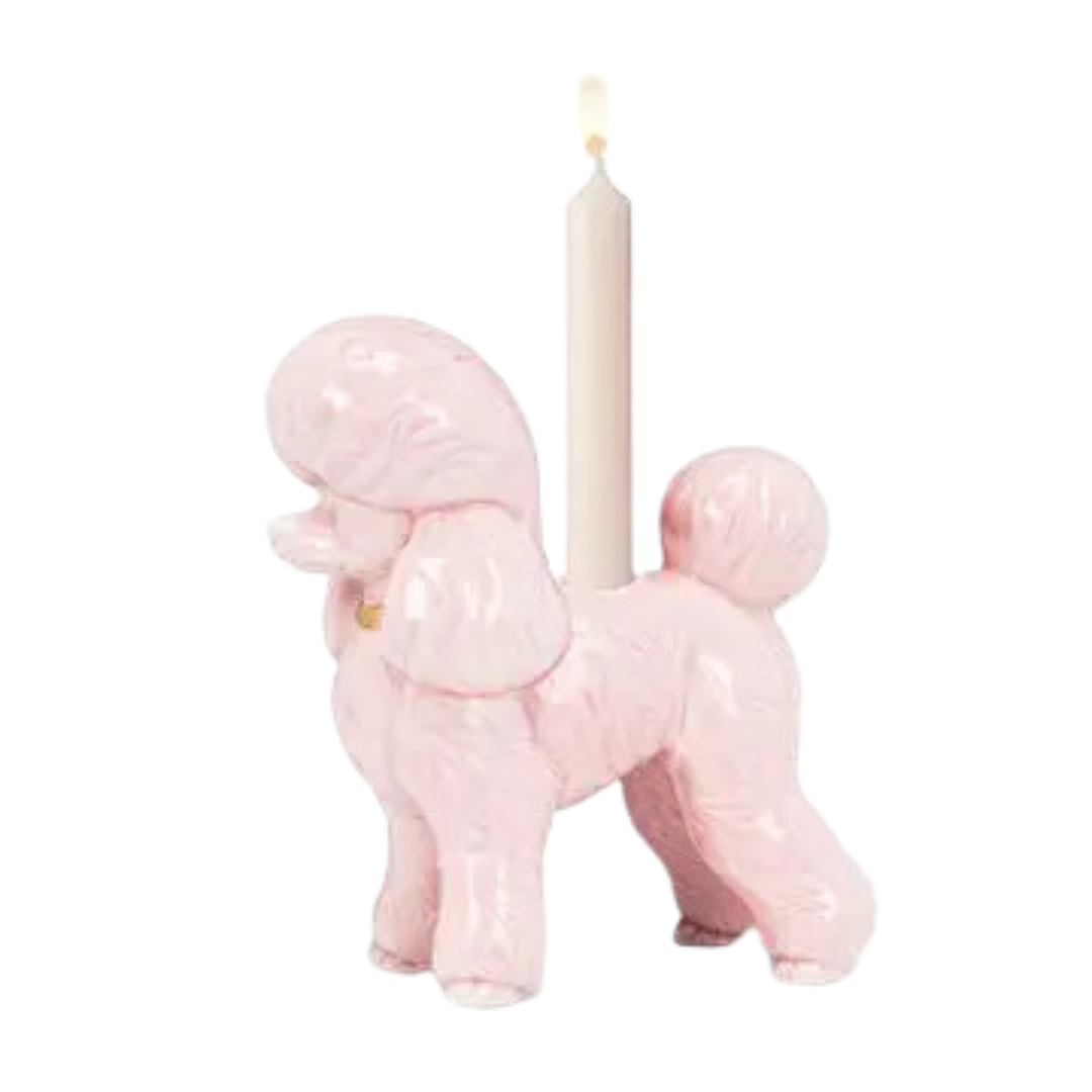 Pink Poodle Taper Holder