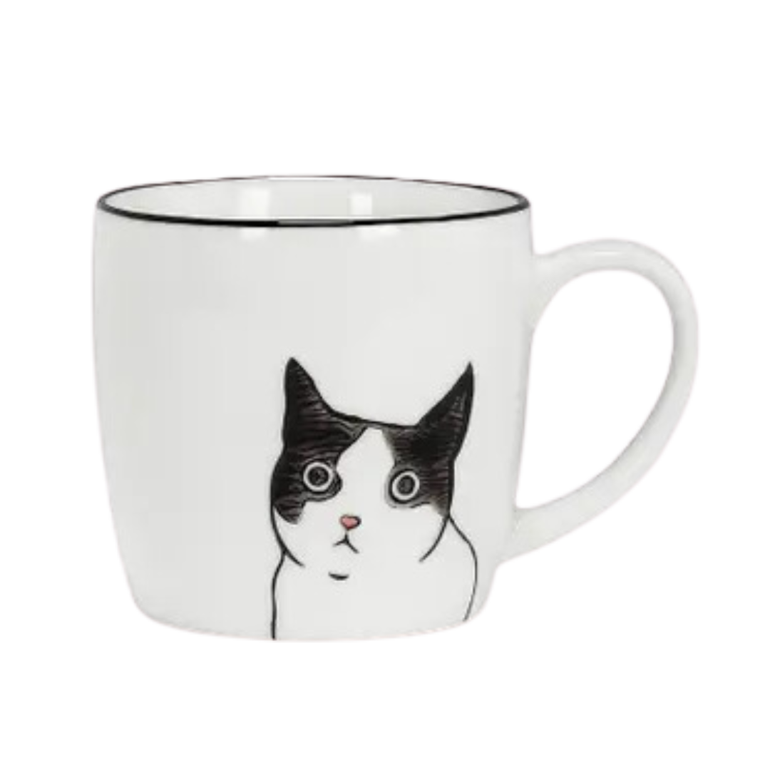 Black/White Peering Cat Mug