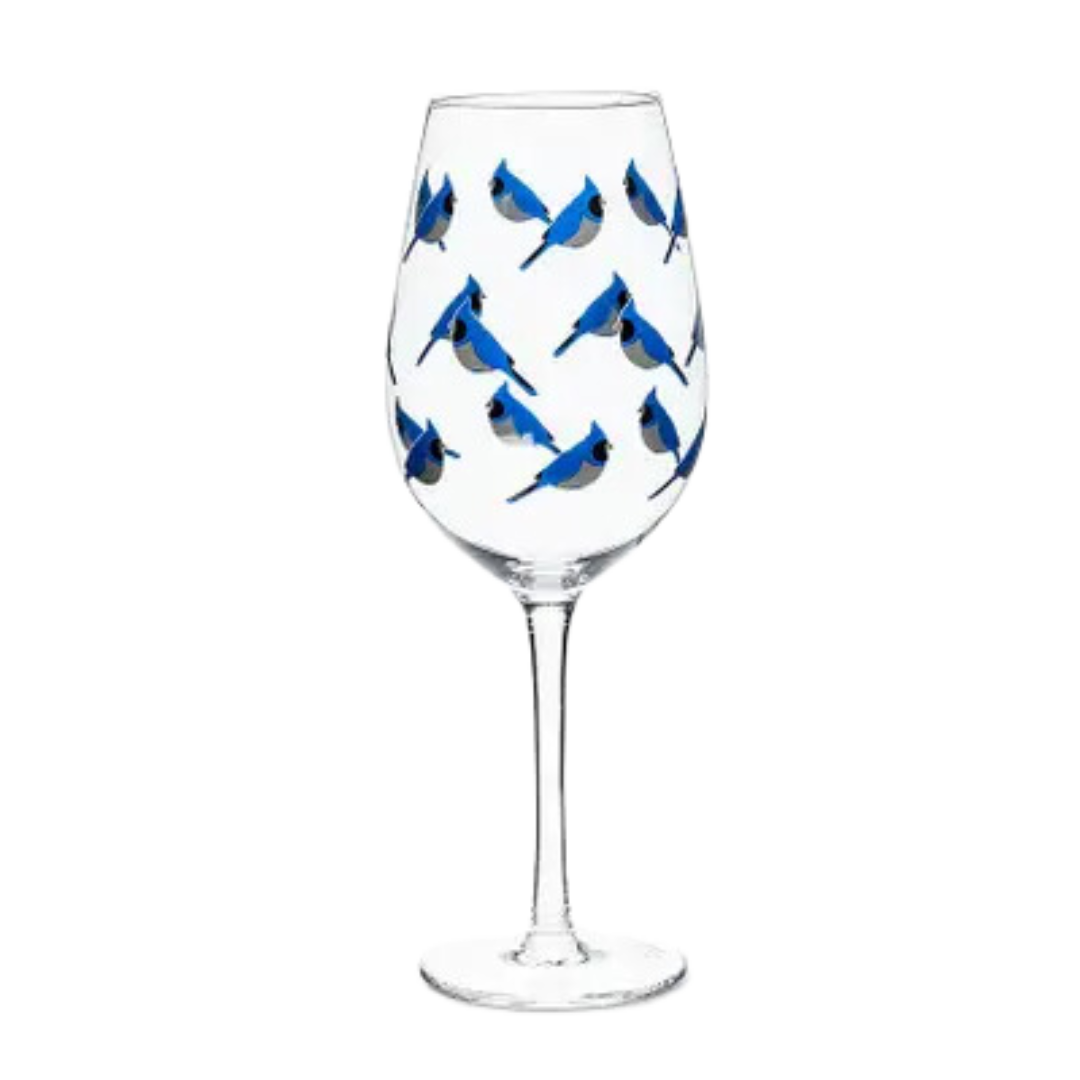 Blue Jay Wine Glass