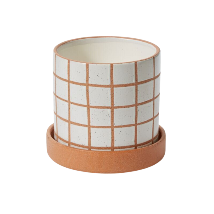 Gridline Pot with Saucer