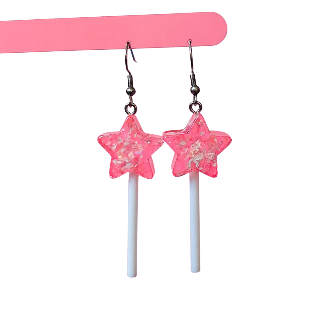 Sparkly Star Lollipop Earrings