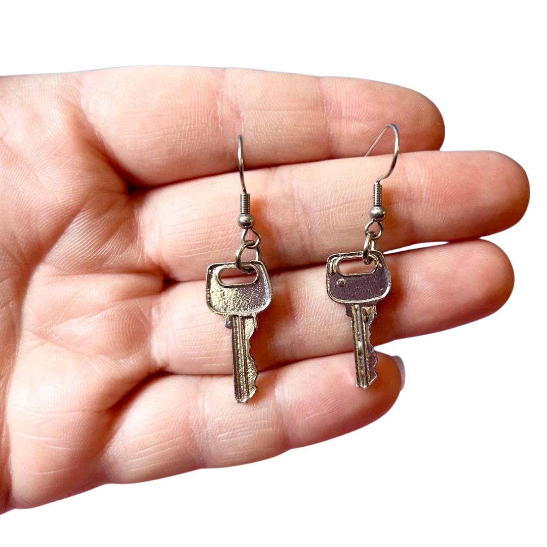 Silver Key Earrings