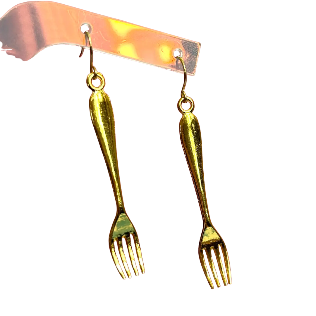 Gold Fork Earrings