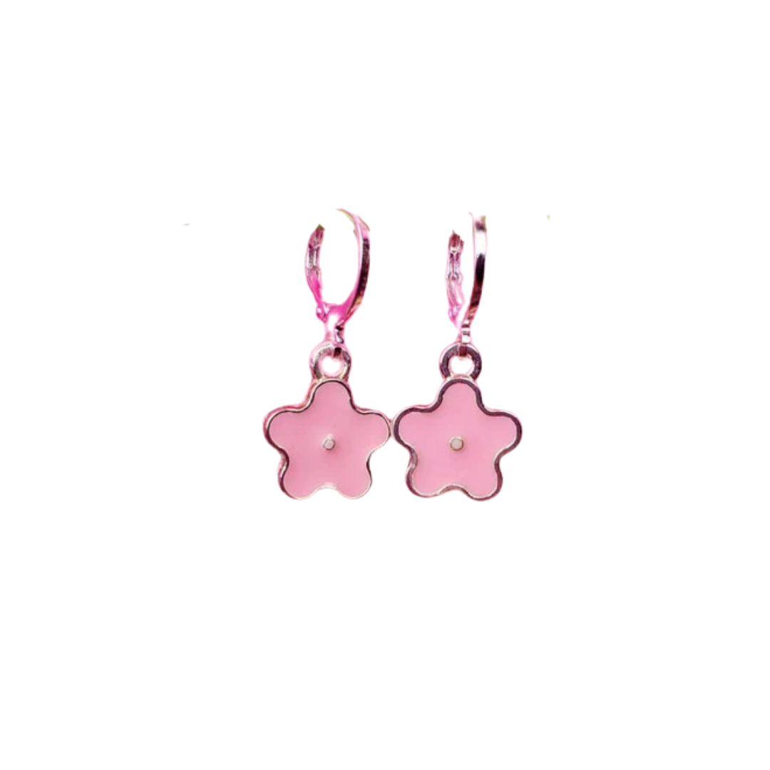 Pastel Pink Silver Daisy Earrings