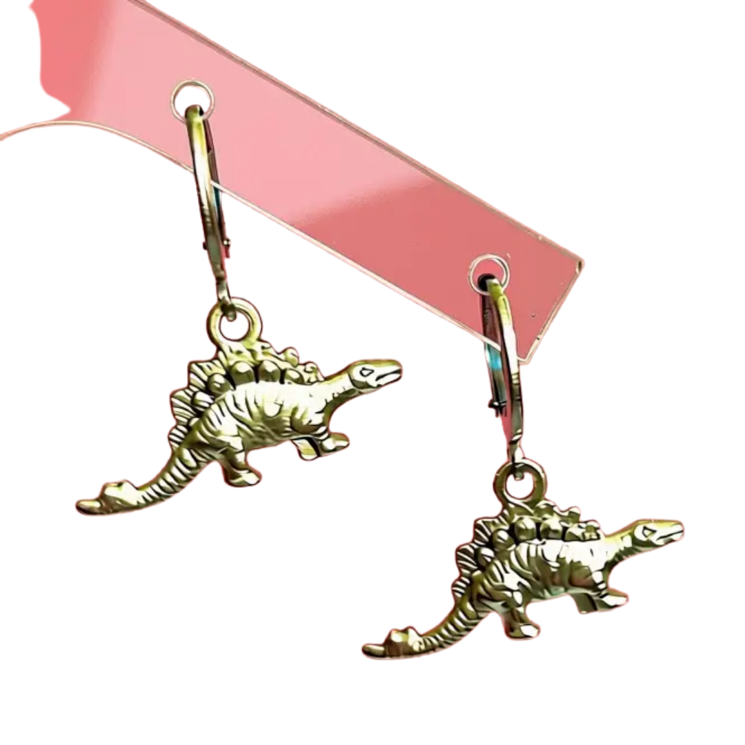 Silver Dinosaur Hoop Earrings