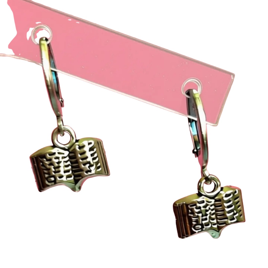 Silver Book Hoop Earrings