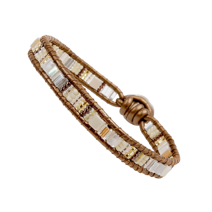 Miyuke Bead and Leather Bracelet