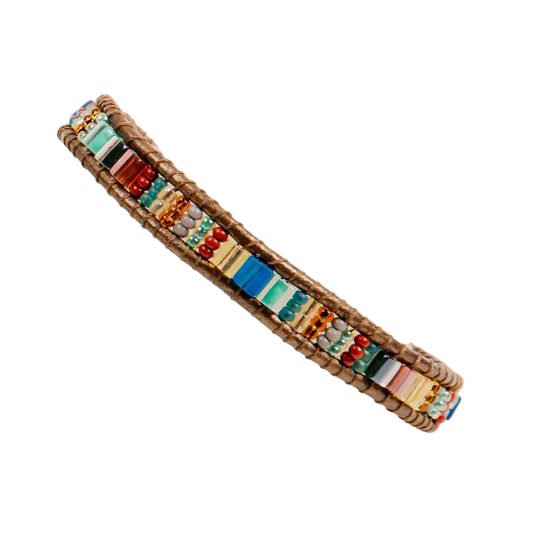 Miyuke Bead and Leather Bracelet