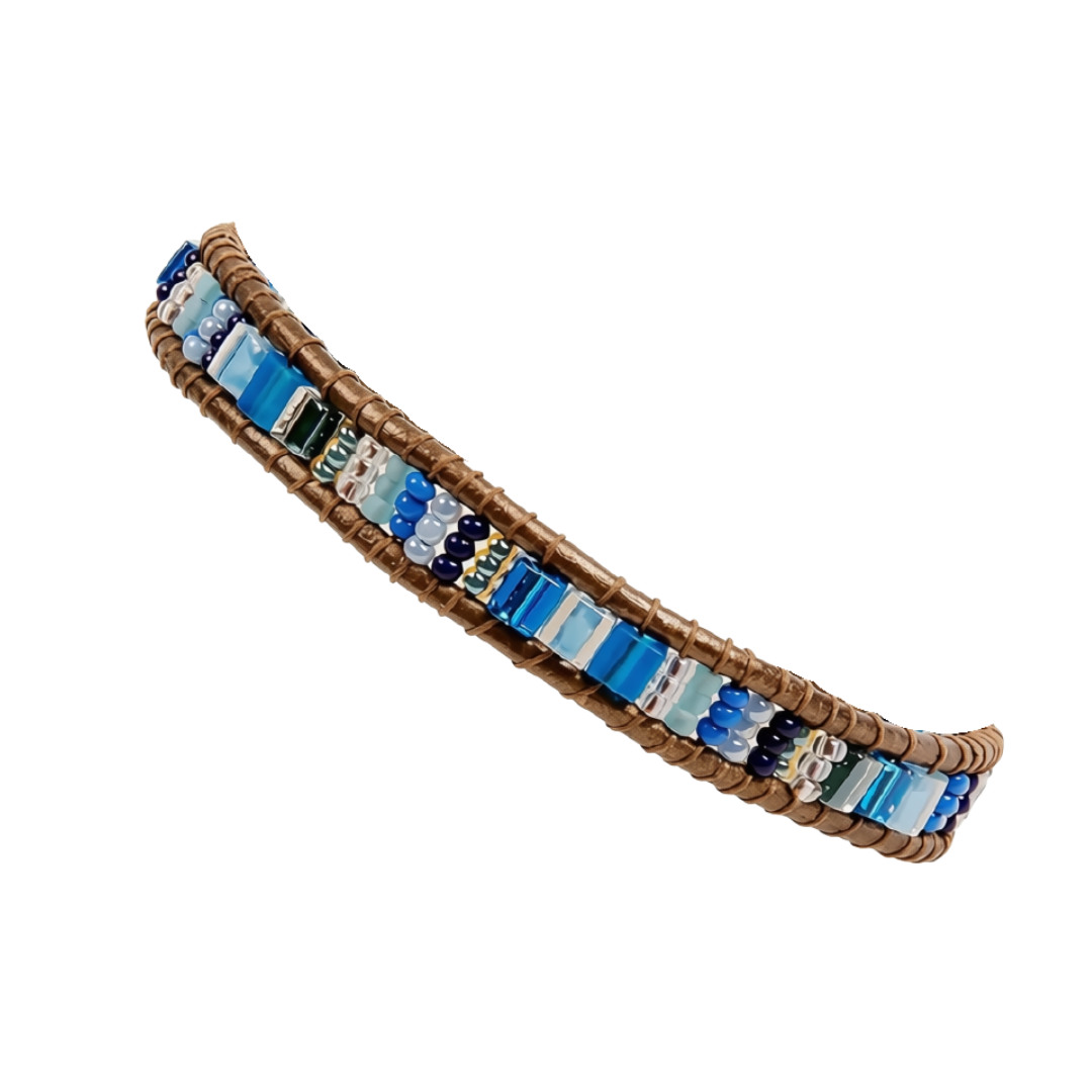 Miyuke Bead and Leather Bracelet