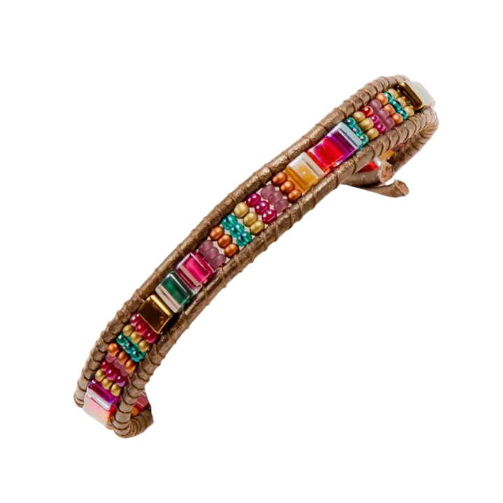 Miyuke Bead and Leather Bracelet
