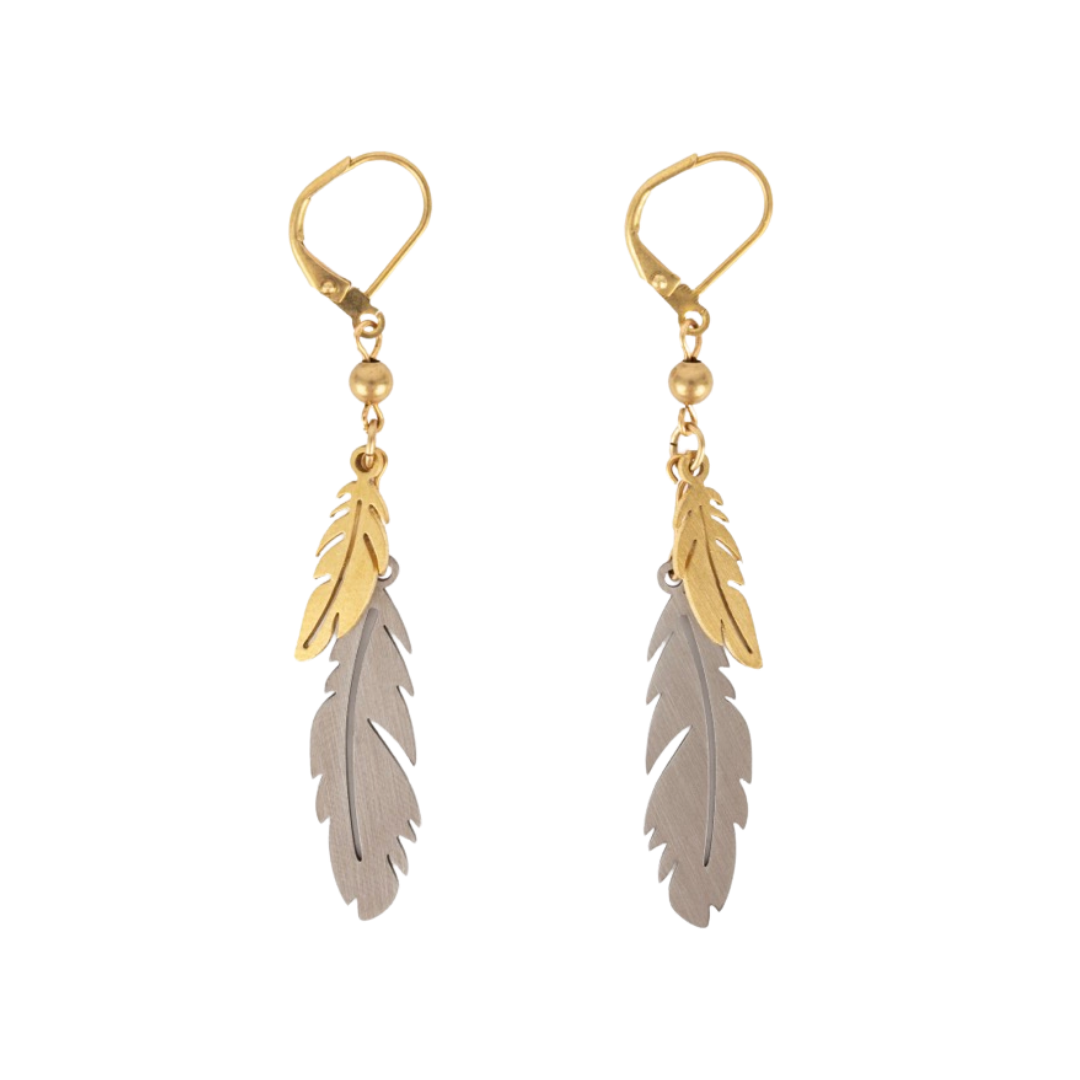 Metal Feather Earrings