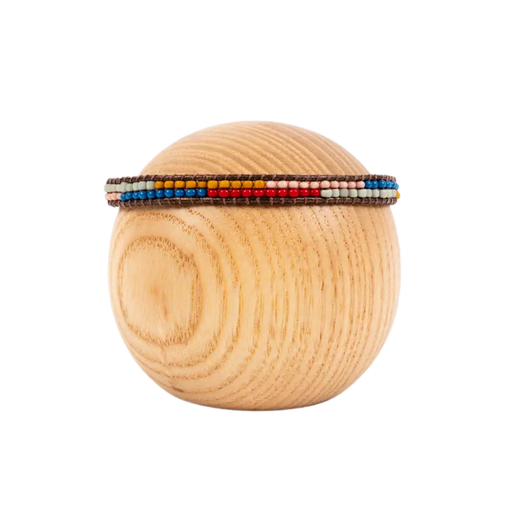 Layered Stripes Bead & Leather Bracelet
