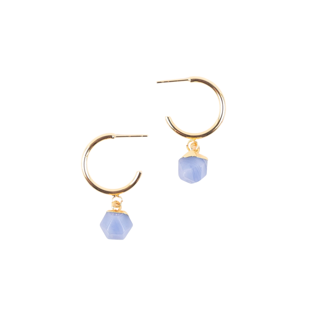Faceted Stone Gold Hoops