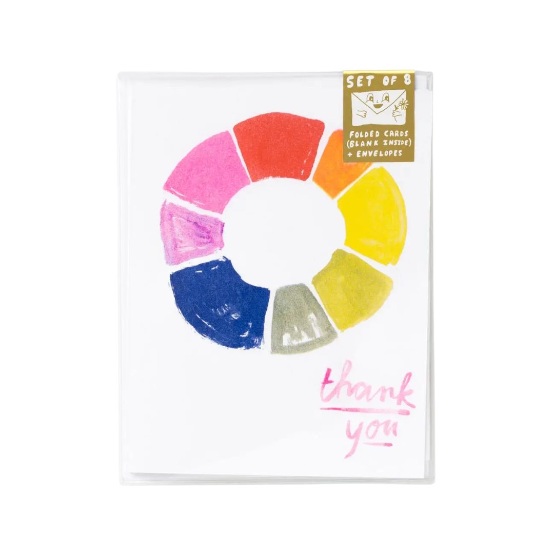 Set of 8 - Thank You Color Wheel Risograph Card
