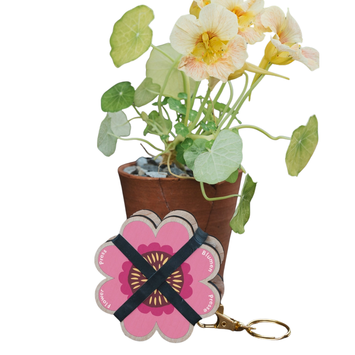 Keyring Flower Press - Assorted Pinks & Blues