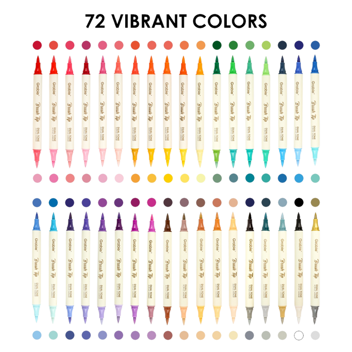 Dual Tone Brush Tip Acrylic Paint Marker Set of 36